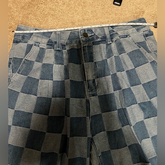 Checkered Blue and White Wide-Leg Pants - Picture 5 of 5